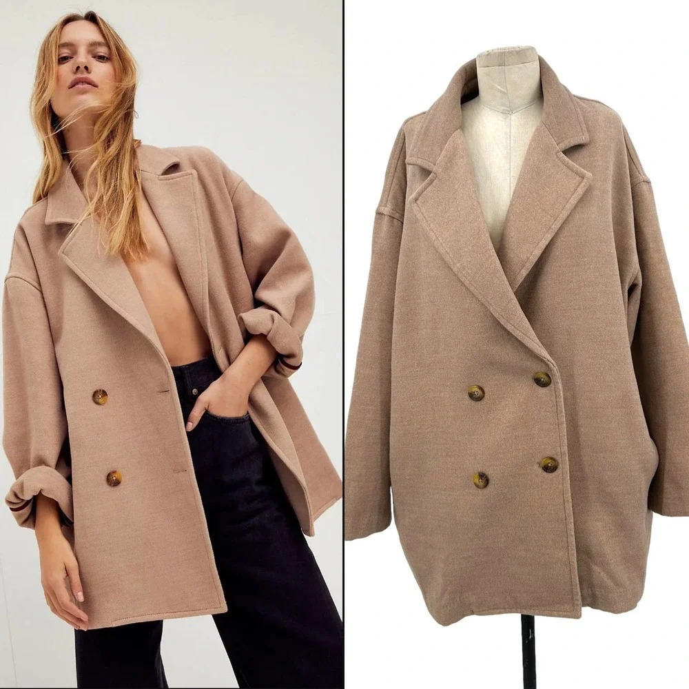 Free People Hannah Super Soft Slouchy Blazer Tan Size Large